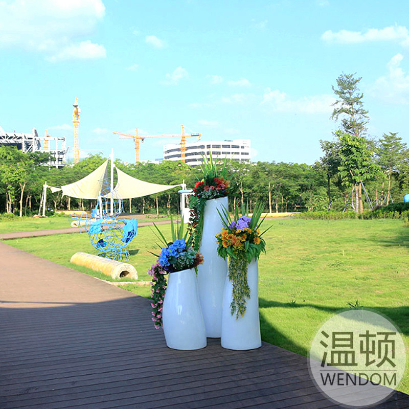 玻璃钢花盆玻璃钢菱形花盆户外绿植商场酒店装饰几何摆件落地花盆